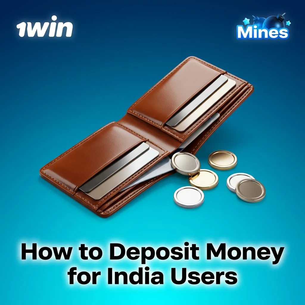 Indian user depositing money online through payment methods including UPI, cards, e-wallets, and cryptocurrency — 1win Mines in India