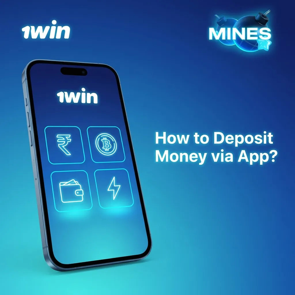 Mobile app deposit screen showing steps to add funds for playing Mines game — 1win Mines in India